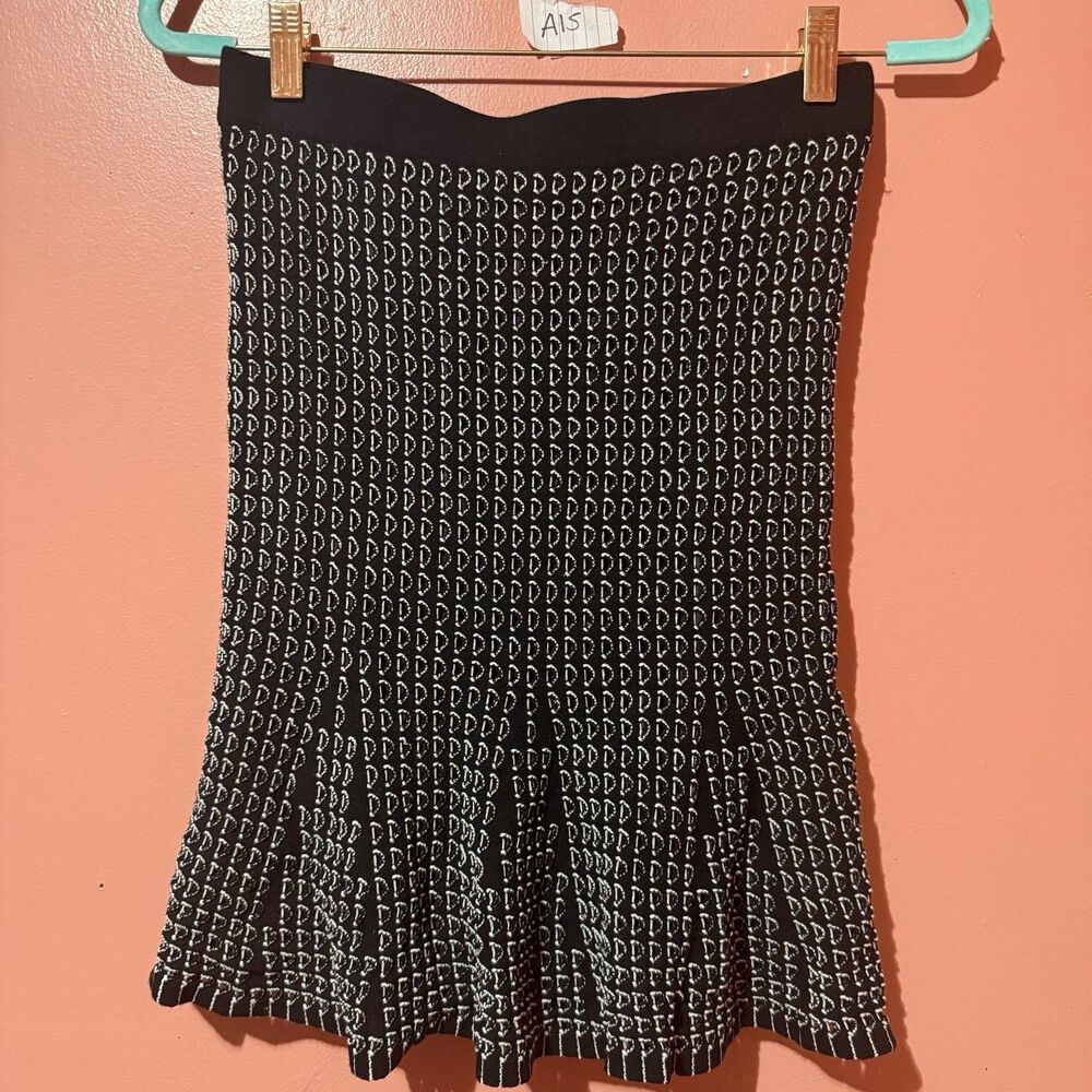 Ann Taylor Womens Skirt Petite S Small Black White Above Knee Length Bottoms